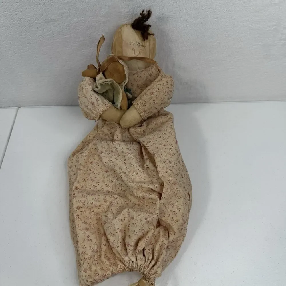 Vtg Attic Babies‎ Primitive Raggady Rag Doll With Baby by Marty Maschino 17